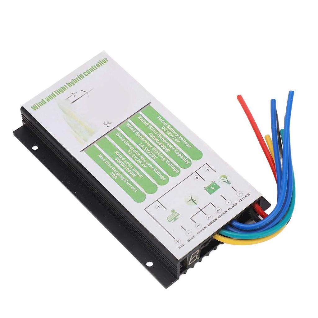 Гибридный контроллер заряда ветро-солнечного генератора 12 В 24 В аккумуляторная батарея Автоматический ШИМ 20 А Максимальная мощность турбины 800 Вт и 1000 Вт