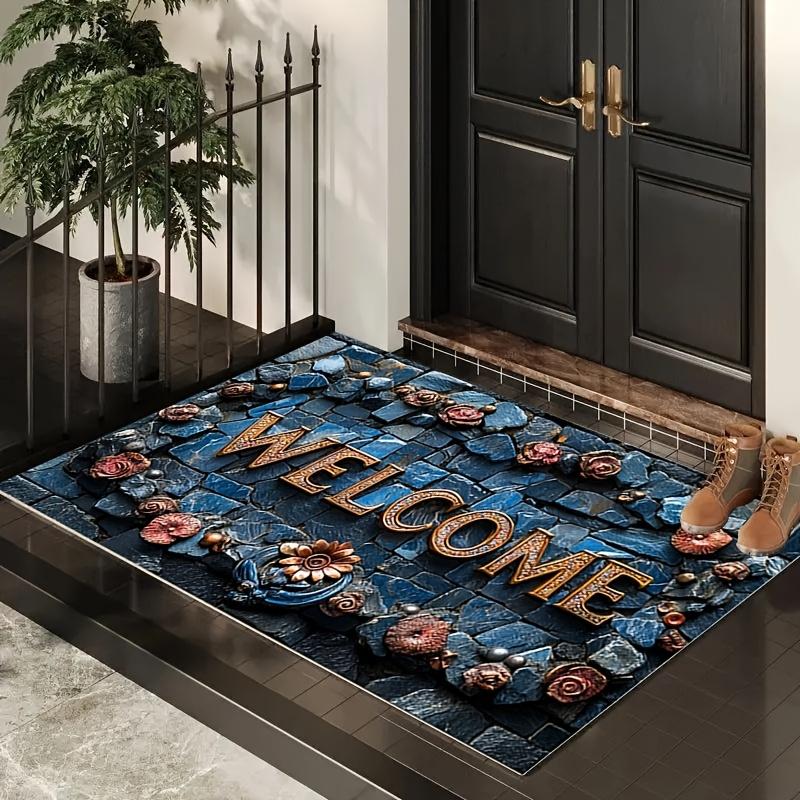 Креативный придверный коврик Фланелевый коврик с нескользящим основанием Домашний Американский Ретро Коврик для прихожей Удобный на ощупь Домашний декор