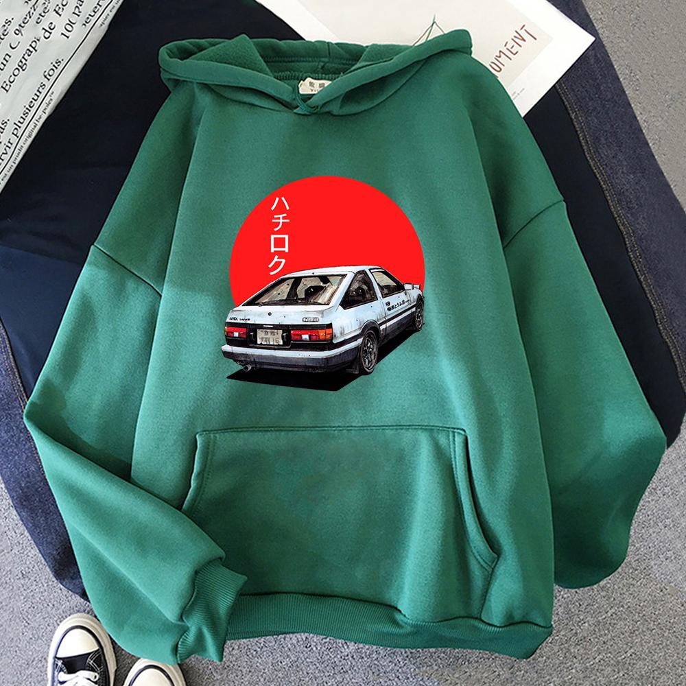 Манга Худи AE86 Модный Принт Толстовка Японские Худи с Длинным Рукавом Мужские Женские Харадзюку Аниме Толстовки