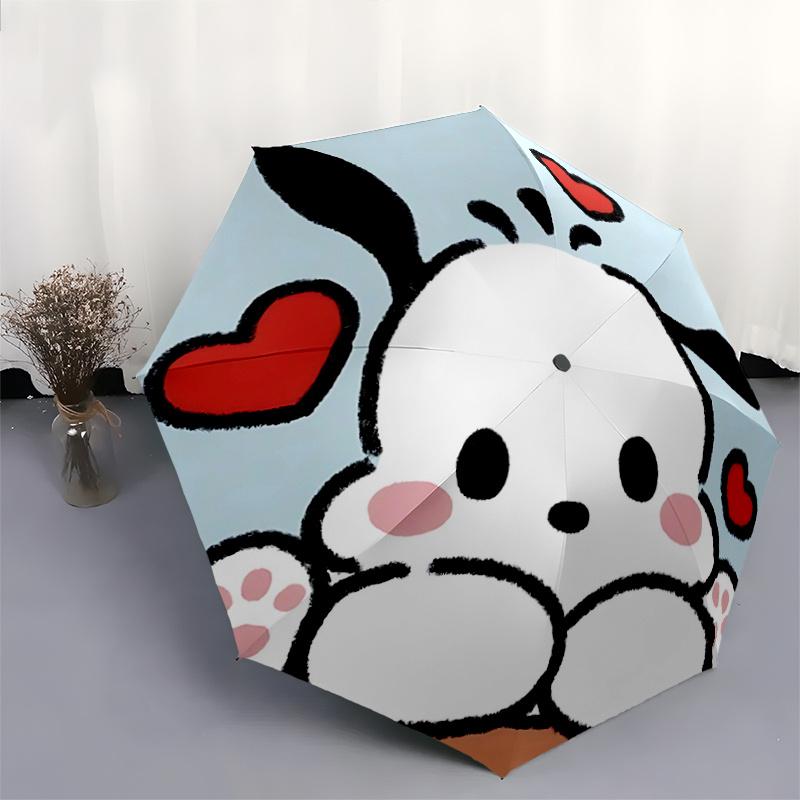 1pc Sanrio Heart Pochacco Automatic Opening and Closing Umbrella - Lightweight 3-Fold Design, Suitable for Fans, Travel, Daily Use - Official Product,