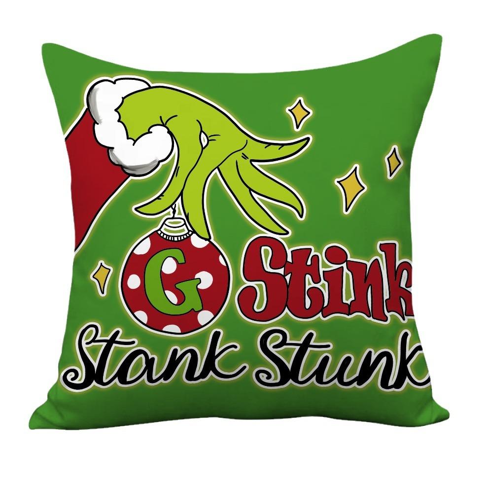 New Christmas Pillowcase Grinch Cartoon Cushion Cover Home Sofa Festive Decoration