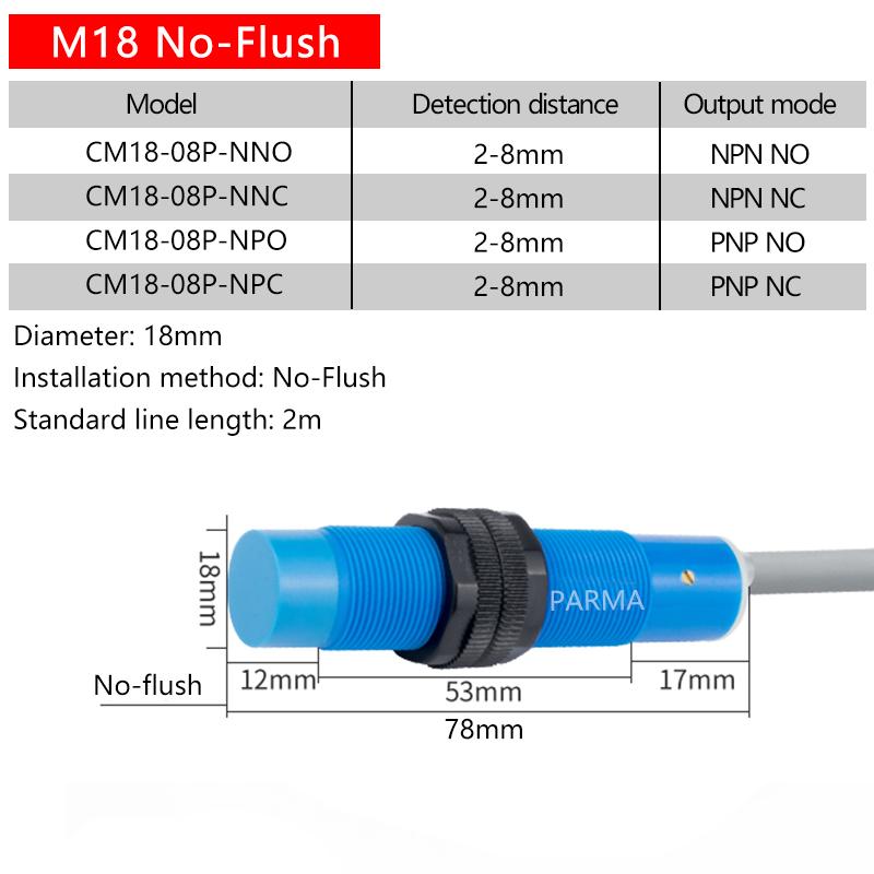 M18 Capacitive Proximity Switch Sensor - Non-metal Detection Switch - Level/Leveling/Stock Sensor