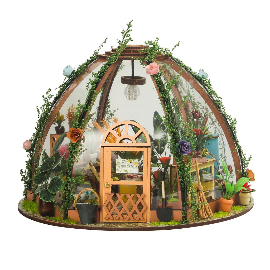 Миниатюрный кукольный домик своими руками, деревянный мини-Звездный цветок, зеленый дом со светодиодной подсветкой для детей