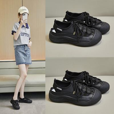 Летние новые босоножки с толстой подошвой и увеличенным носком, модные повседневные белые туфли со шнуровкой