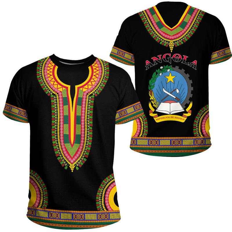 Angola Coat of Arms T-shirt for Men Summer 3D Printed T Shirts Crew Neck Short Sleeves Casual Tops Streetwear Loose Tee Shirt