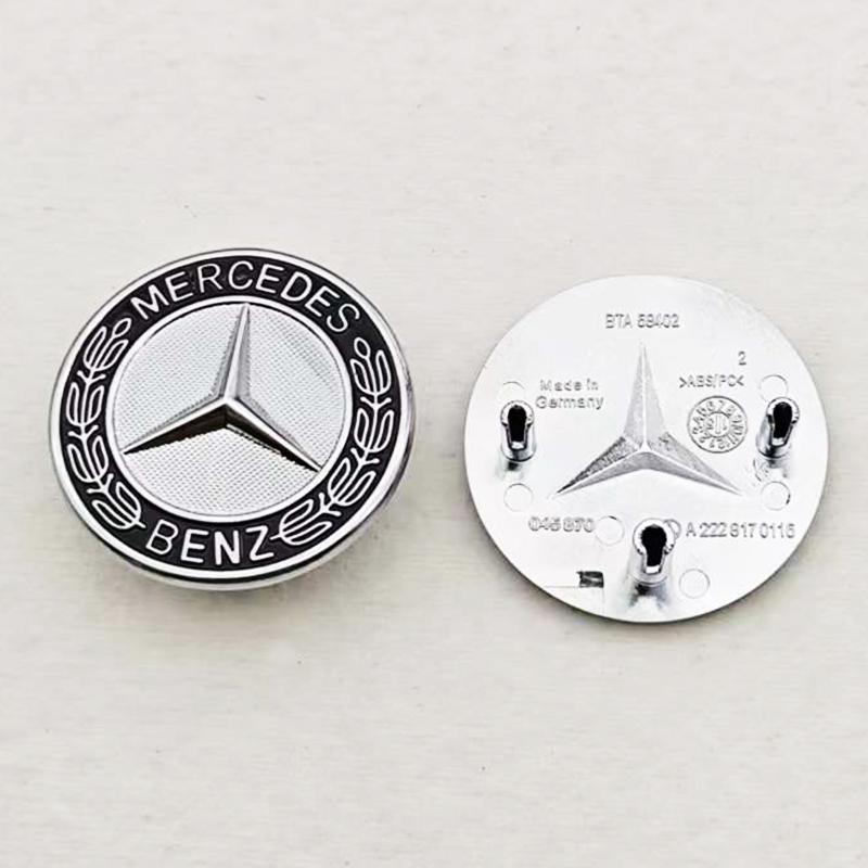 AABHA1 39mm 3pins 3D ABS Blue Black Car Front Star Hood Emblem Bonnet Logo Badge For Mercedes Benz W222 W213 S E Class Accessories