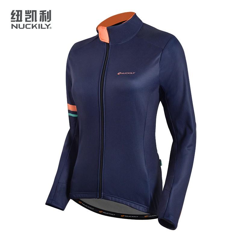 NUCKILY Fleece Long Sleeve Cycling Jersey Women Winter Outdoor Sports Warm Thermal Top