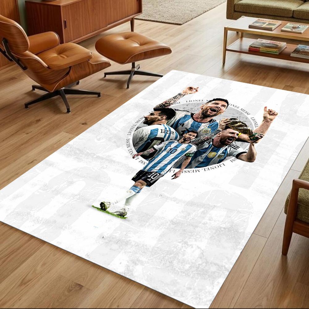 Football Messi Area Rug Suitable for Balcony Dormitory Playrooms Study room Antislip Carpet Anime Office Decor Birthday/Christmas Gift