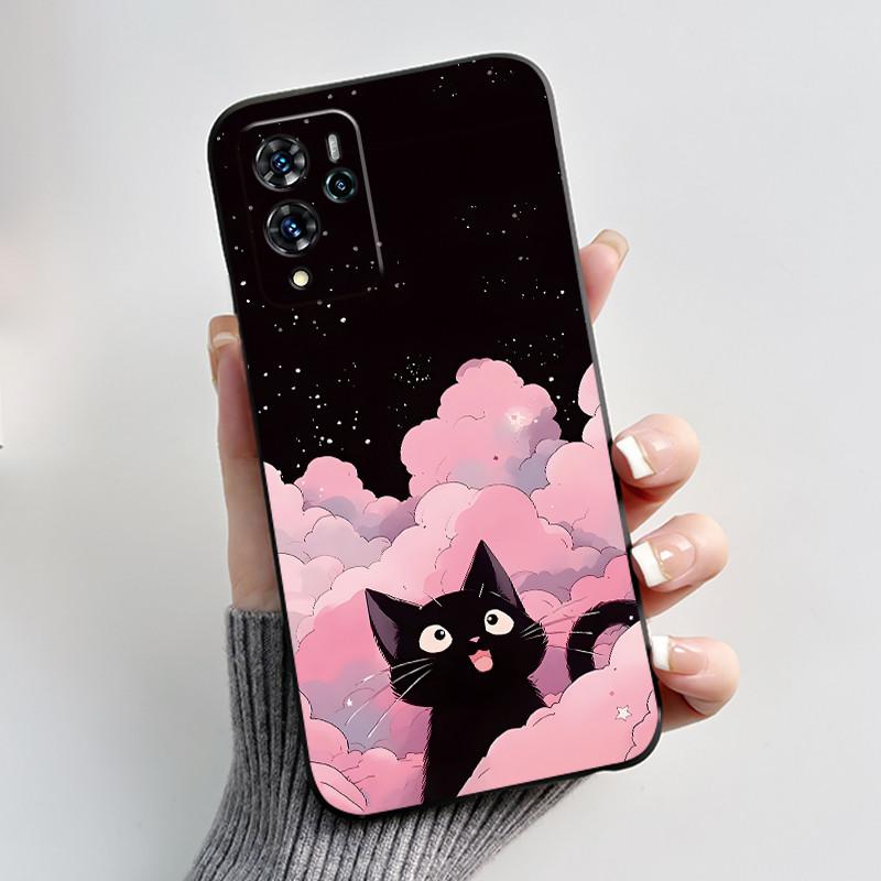 Phone Case For ZTE Blade V40 Pro/ZTE 9046 Soft Silicone Black Case Aesthetic Pattern Love Goldfish Rabbit Shockproof Coque