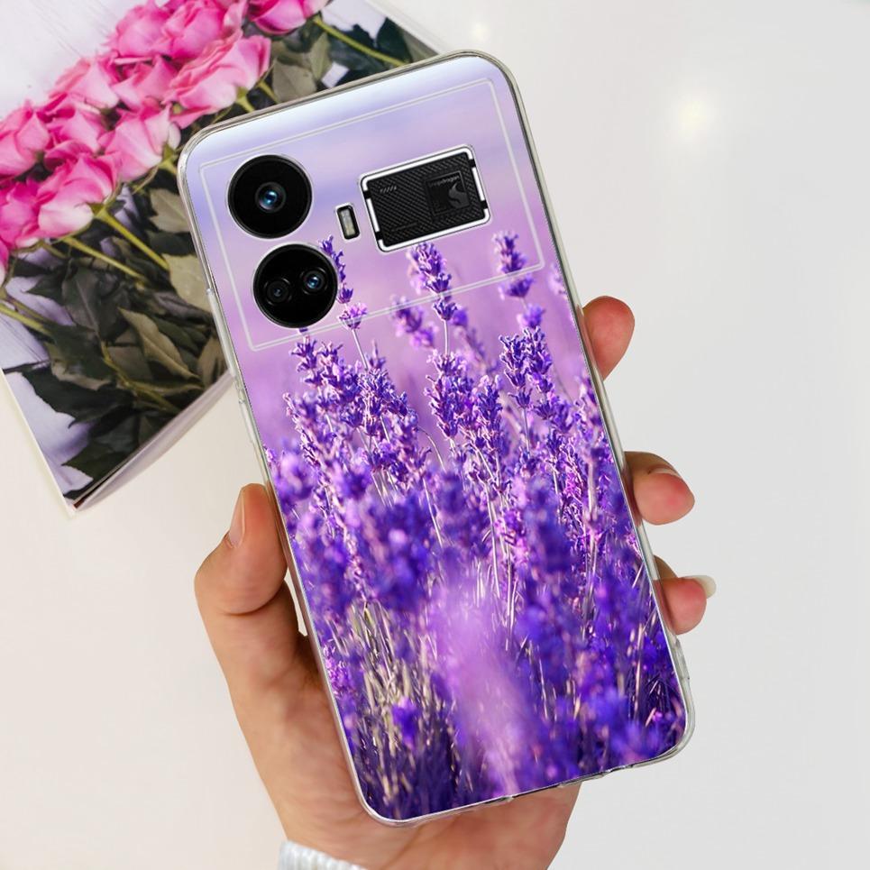 For Realme GT5 Case Clear Silicone Soft TPU Cover For OPPO Realme GT 5 RealmeGT5 Cases Flower Marble Jelly Bumper Coques