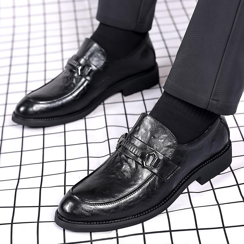 Кожаная обувь, мужская деловая официальная одежда, повседневная мужская осенняя новая британская рабочая корейская версия модной кожаной обуви для ног