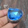 Swiss Blue Topaz Gemstone Handmade  Solid 925 Sterling Silver Jewelry Pendant