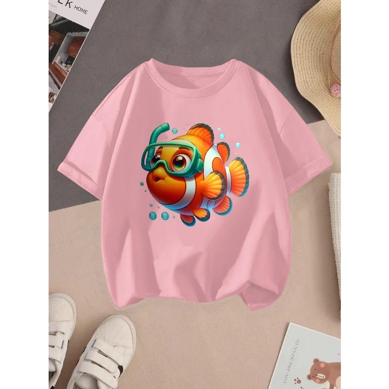 European sizes Clown Fish Cotton Girls T-shirt