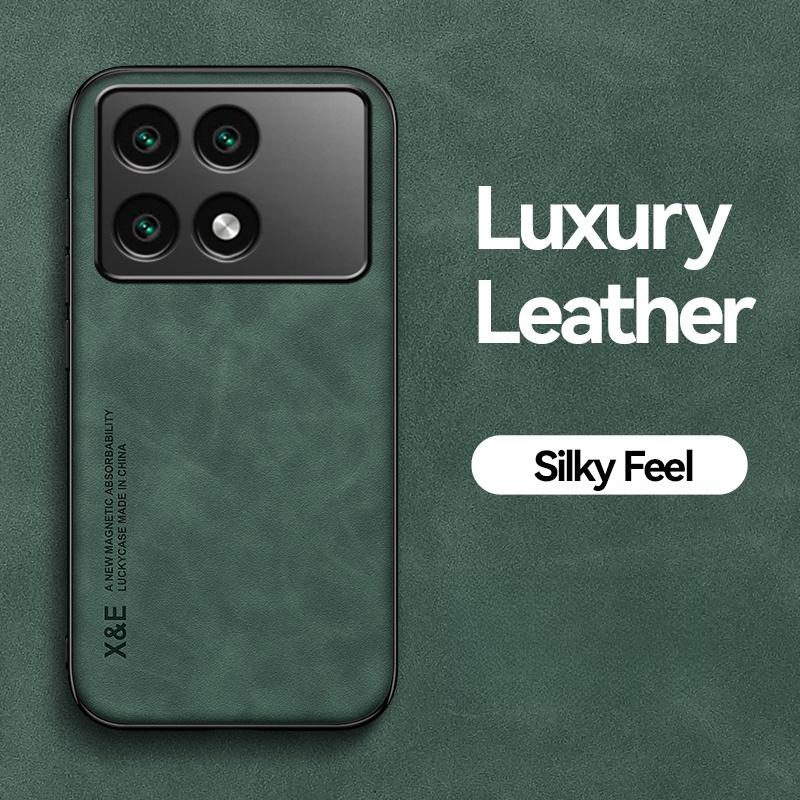 For Xiaomi Poco X6 Pro 5G Case Built-in Metal Plate Phone Case For PocoX6 Pro X 6 X6Pro Magnetic Car Holder Leather Back Cover