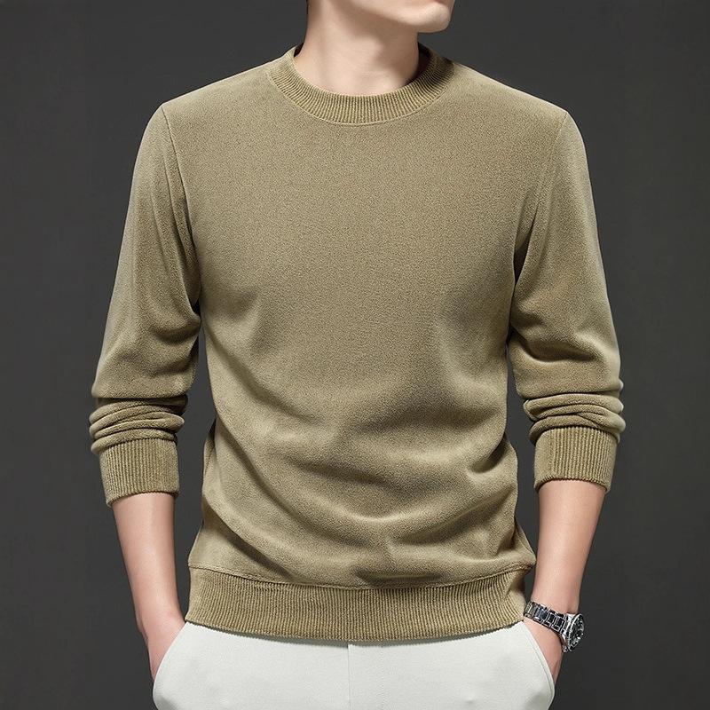Men S Fleece Thick Crew Neck Solid Casual Pullover Sweatshirt