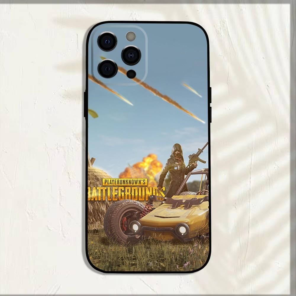 Игровой чехол P-PUBG для телефона iPhone 16,15,14,13,12,11,Pro,X,XS,Max,XR,Plus,Mini, Мягкий черный чехол