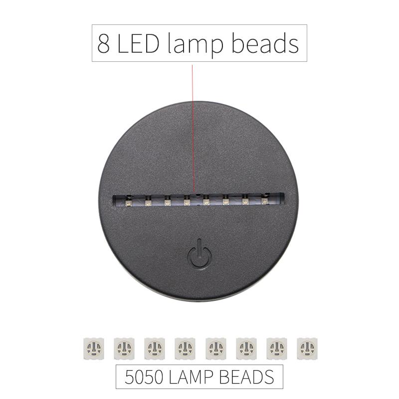Led Lamp Bases for 3d Led Night Light Abs Acrylic Black 3d Led Lamp Night Light Touch Base With Usb Cable and Remote Control