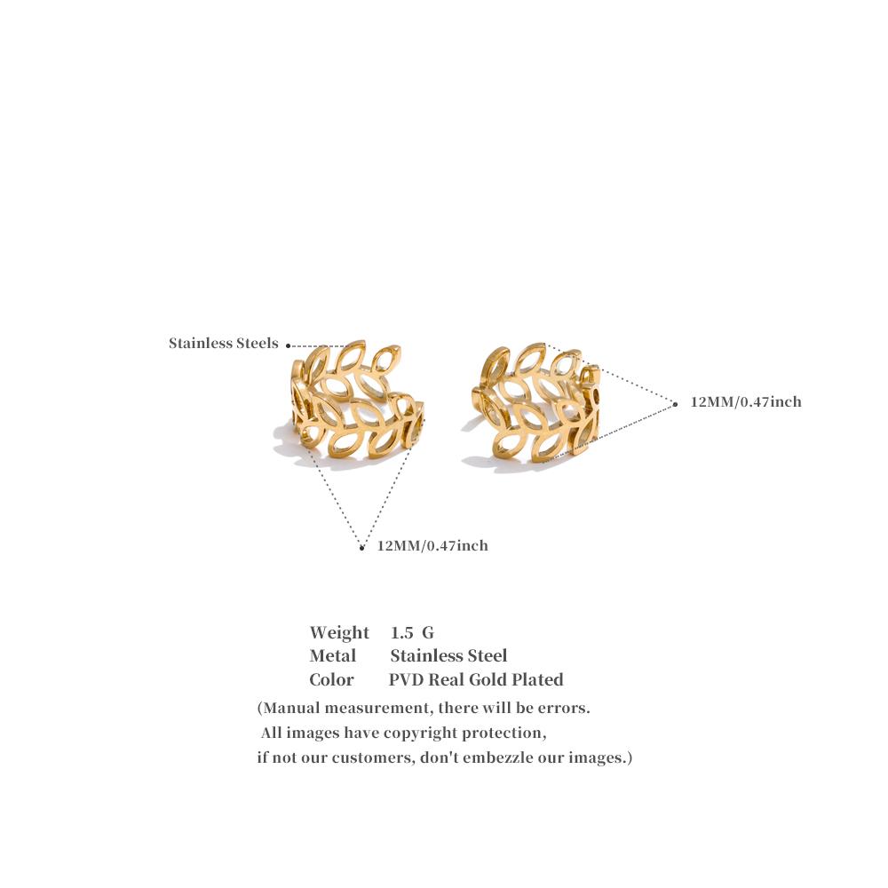 Yhpup Arrivals Plant Leaf Hollow Ear Bone Clip Earrings Prevent Allergy Metal Non-Piercing Daily Fashion Jewelry Accessories