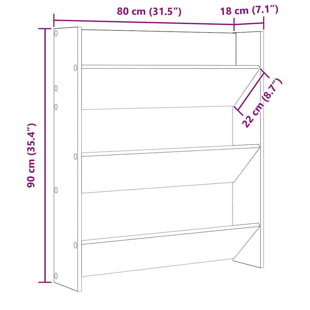 Wall Mounted Shoe Cabinet Black 80 x 18 x 90 cm Engineered Wood