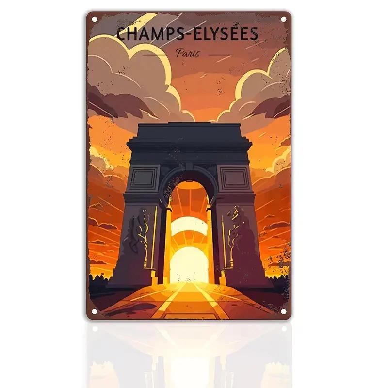HD Tin Sign Vintage World Travel City Wall Decor Retro Rome Paris Dubai Miami Travel Poster Art Metal Tin Sign for Travel Love