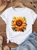 (Asian Size) Women T Shirt Flower Style Love 90s Style Short Sleeve Tee Top Clothing Fashion Print Lady Casual Female Graphic T-shirts