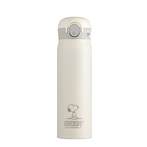 Snoopy Coffee Thermos, Water Bottle, Lightweight, Slim, Stainless Steel Bottle, Direct Drinking, 500ml, Keeps Hot or Cold, Vacuum Insulated, Leak-Proo
