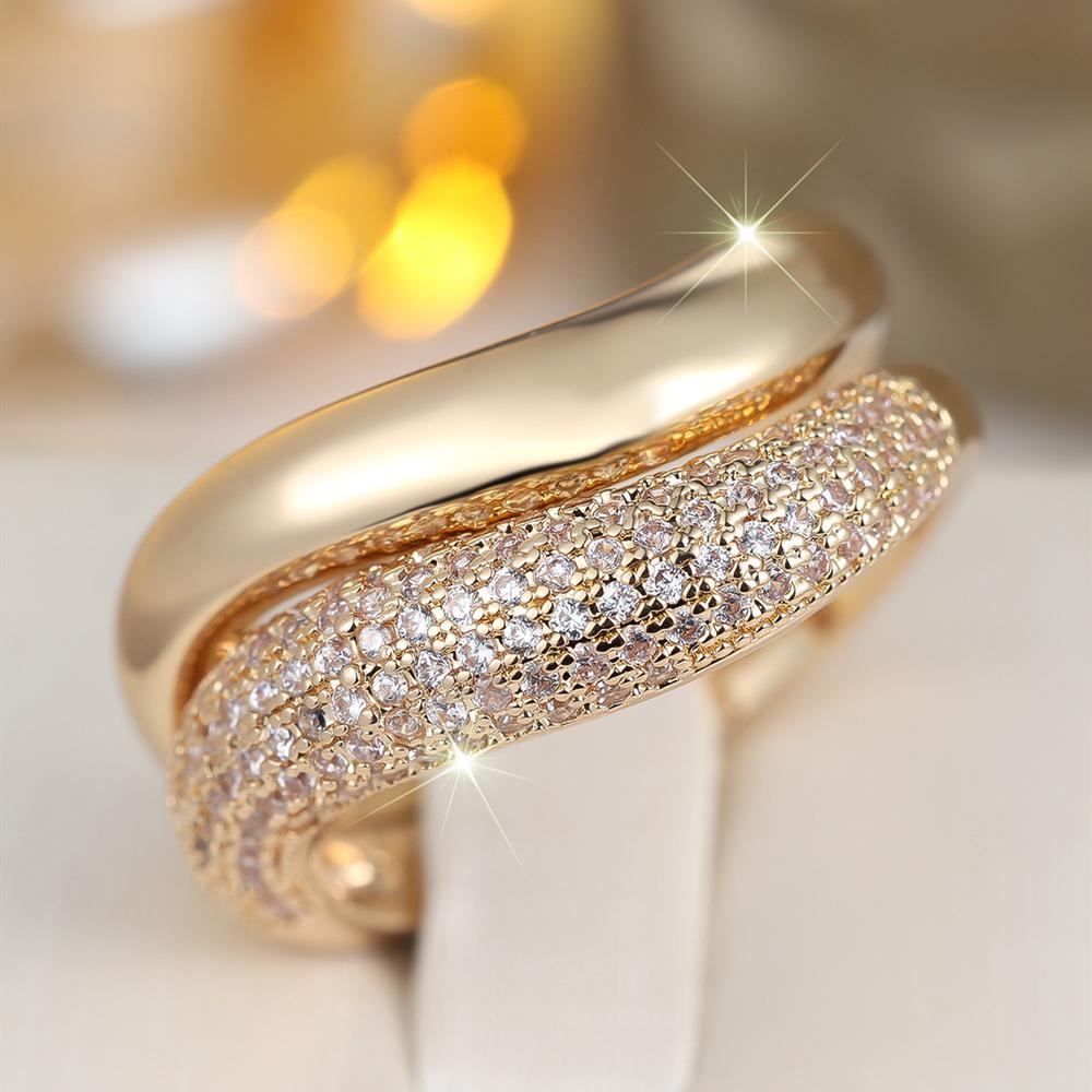Luxury Color Irregular Gold 2pcs Micro White Zircon Ring Set For Women Engagement Ring Jewelry Gift
