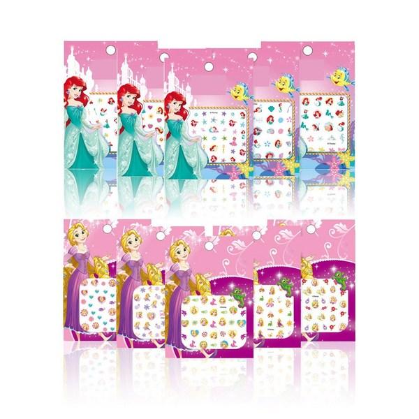 Детские наклейки для ногтей принцессы, разные цвета, набор из 10 наклеек принцессы для ногтей (всего 10 листов)