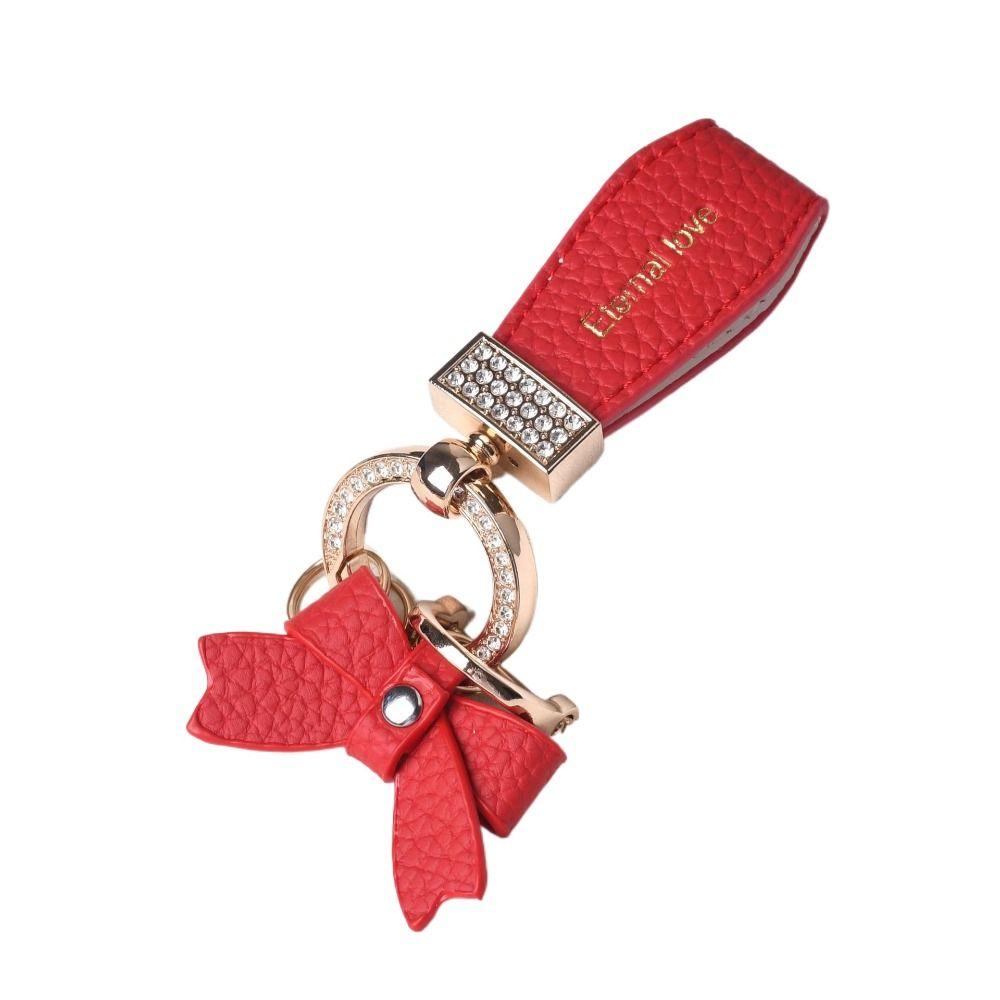 Держатель для ключей Роскошный брелок из натуральной кожи Брелок-бабочка со стразами Автомобильные аксессуары