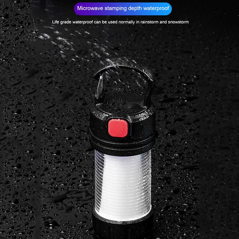 Mini LED Tent Light USB Type-C Charging 800mAh Emergency Flashlight 5 Modes Red Light Warning with Hook Outdoor Lighting