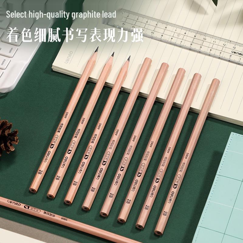 12-Piece Set: Hexagonal Deli 2BHB Cartoon Pencils for Students