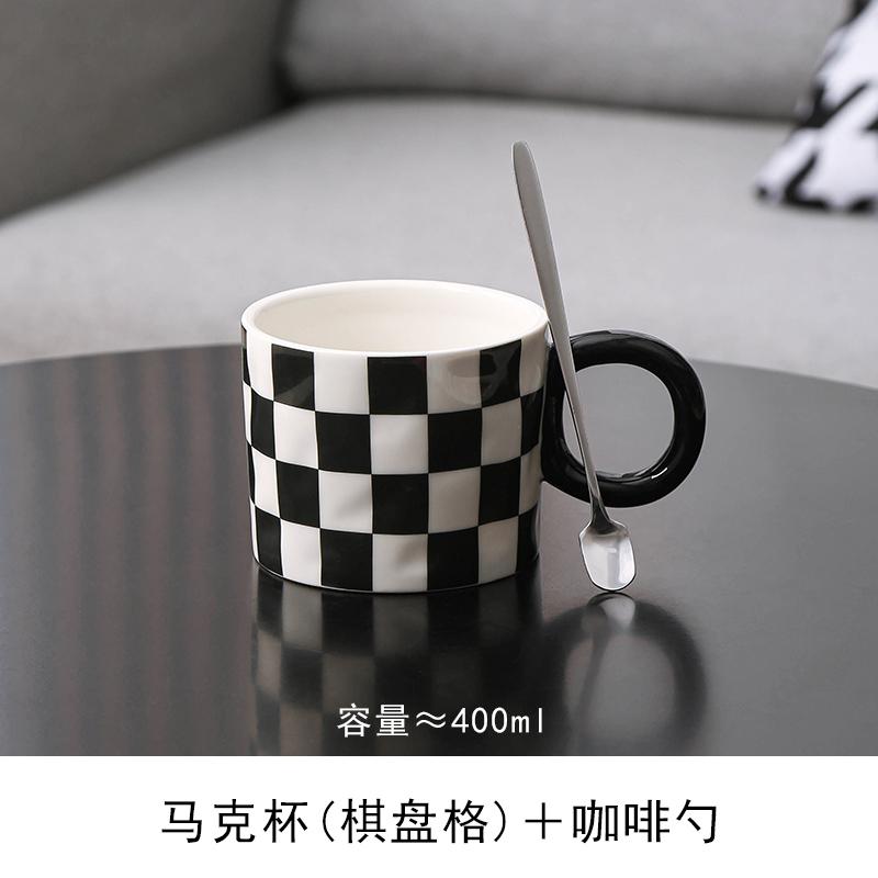 Кружка с высокой цветовой насыщенностью, с крышкой и ложкой, керамическая кофейная чашка, высококачественная, изысканная, женская чашка для молока, офисная, парная, для воды