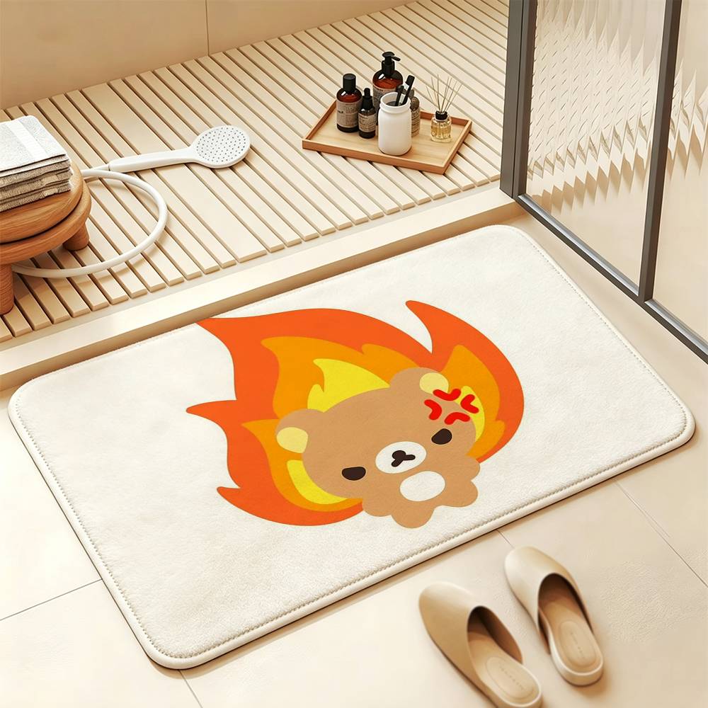 Очень милый R-Rilakkuma-S медведь Противоскользящий коврик для пола Короткий плюшевый ковер Мягкий Удобный Машинная стирка Домашний декор