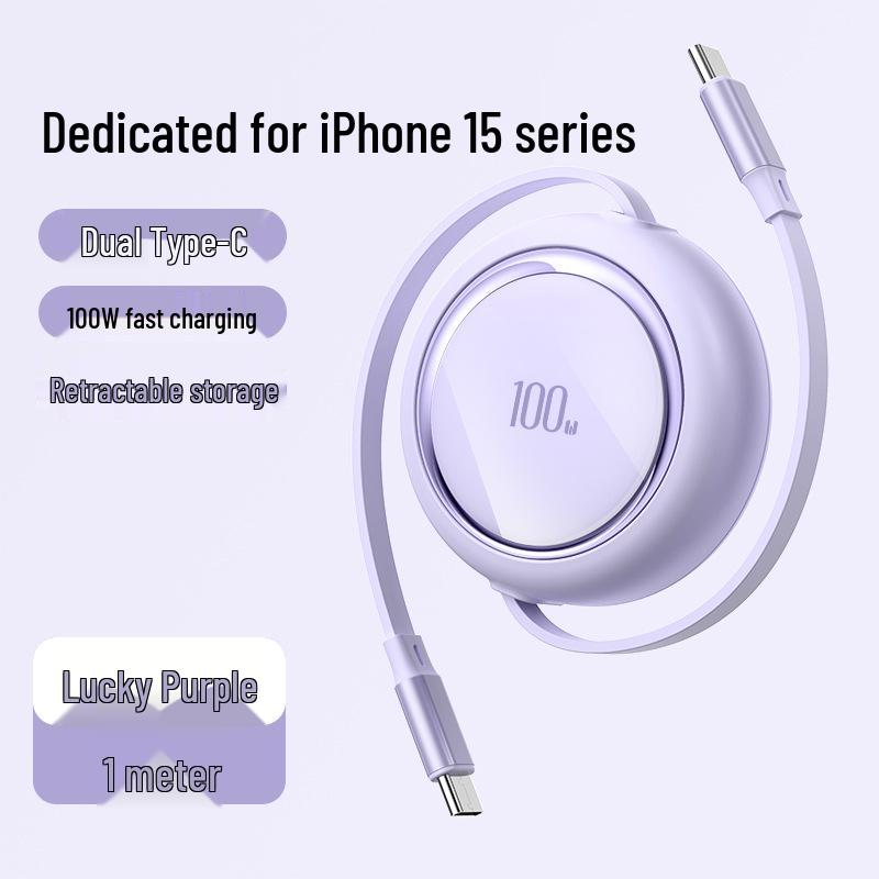 Выдвижной кабель данных PD USB-C мощностью 100 Вт для Apple, Huawei, с двойным Type-C для зарядки