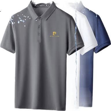 Pierre Cardin Short-Sleeve Men's Summer Business Polo Shirt, Loose Casual Breathable Top for Men, Black, M