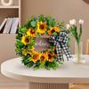 17 Inch Sunflower and Green Leaves Wreath for Front Door Fake Flower Wreath for Indoor Outdoor Home Wedding Window Wall Decor