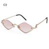 Retro Diamond-Shaped Women's Sunglasses Metal Hip Hop Vintage Shades Narrow Small Eyewear for Women & Men