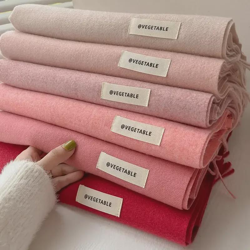 "Korean Style Pink Imitation Cashmere Scarf - Cute Winter Gift for Women, Boyfriends & Girlfriends"
