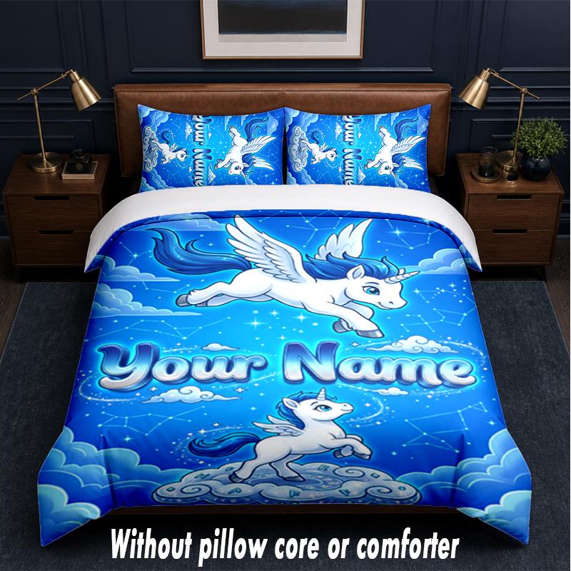 Other Similar Designs Theme Custom Text Or Name 3Pcs Bedding Set,1 Flat Sheet & 2 Pillowcases Personalized Home Bedding