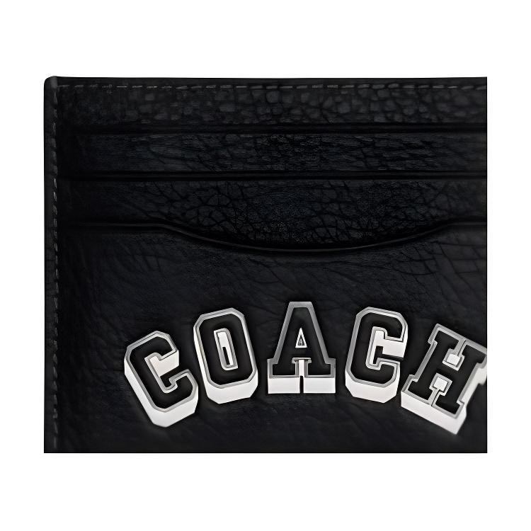 Coach Кожаный держатель для карт с принтом varsity, унисекс, аксессуары, черный, белый CAK21-L77