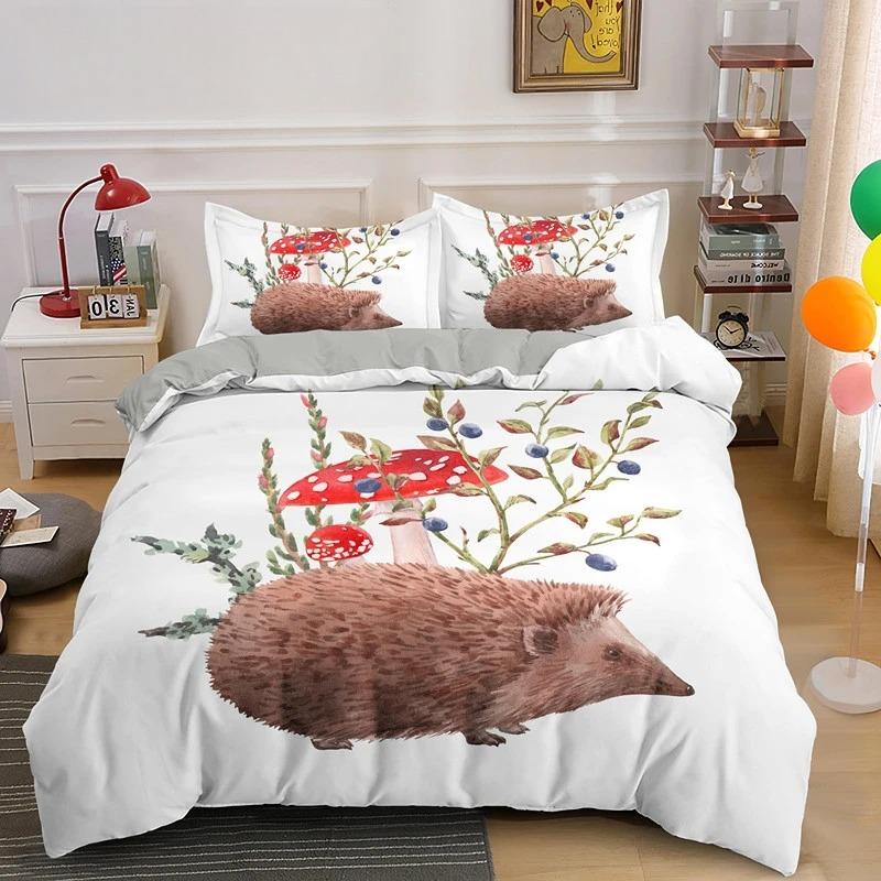 Пододеяльник с изображением ежа King Queen 3D Lovely Animal Комплект постельного белья для детей, подростков, взрослых, дикая природа, пододеяльник, наволочка, детские подарки