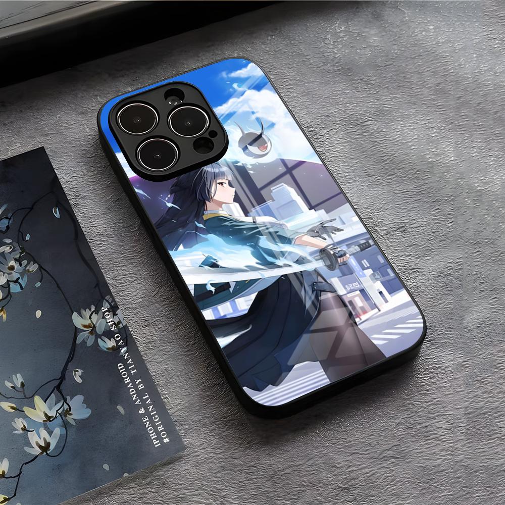 Чехол для телефона Zenless Zone Zero Miyabi для iPhone 17 Air 16 E Pro Max 15 14 13 Mini 12 Pro 11 Max Plus Черная стеклянная крышка