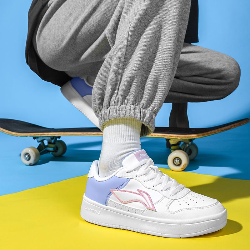 Li Ning Sports Lifestyle Series синтетическая кожа повседневные нескользящие износостойкие легкие дышащие низкие кроссовки для скейтбординга AGCQ578-5