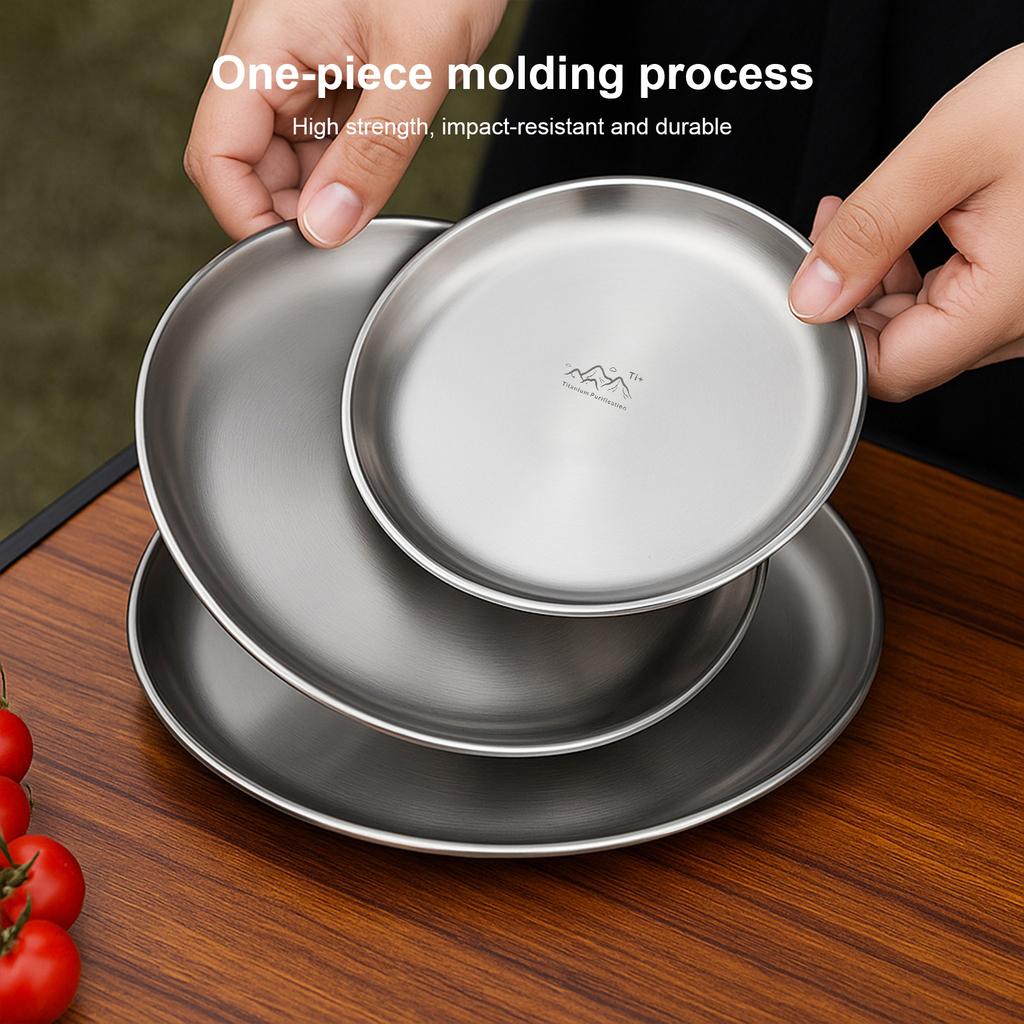 3-1 шт. Титановая очищающая пластина Ультралегкая Портативная Безопасная Круглая Столовая Туризм Пикник Барбекю Дом Наружная Посуда