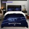 Memphis Grizzlies Blue Spirit Strength Three-piece set(1 * duvet cover + 2 * pillowcase, without core)Christmas birthday gift Bedding set