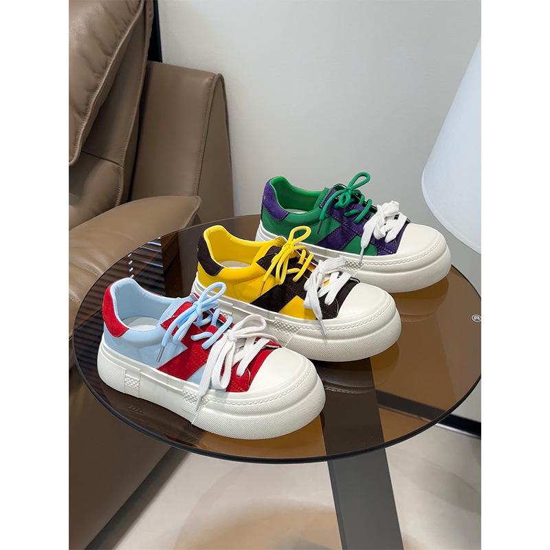 Уродливые милые туфли на толстой подошве в ретро-расцветке, женские 2025 новые, с небольшой прибавкой роста, повседневные спортивные туфли на платформе