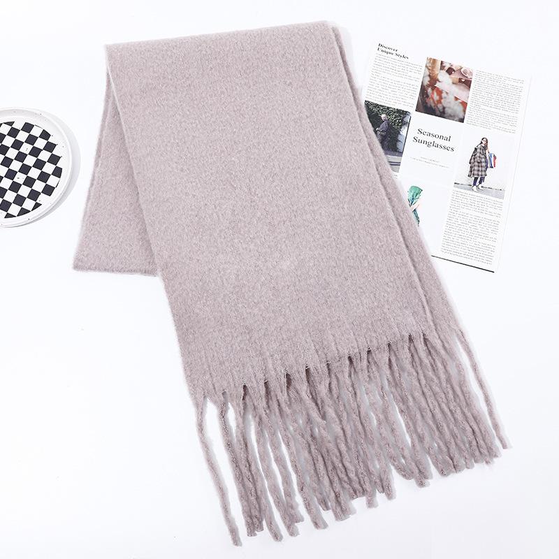 Imitation Cashmere Scarf for Women Winter Warm Thickening New Solid Color Scarf for Men Thick Tassel Woolen Scarf