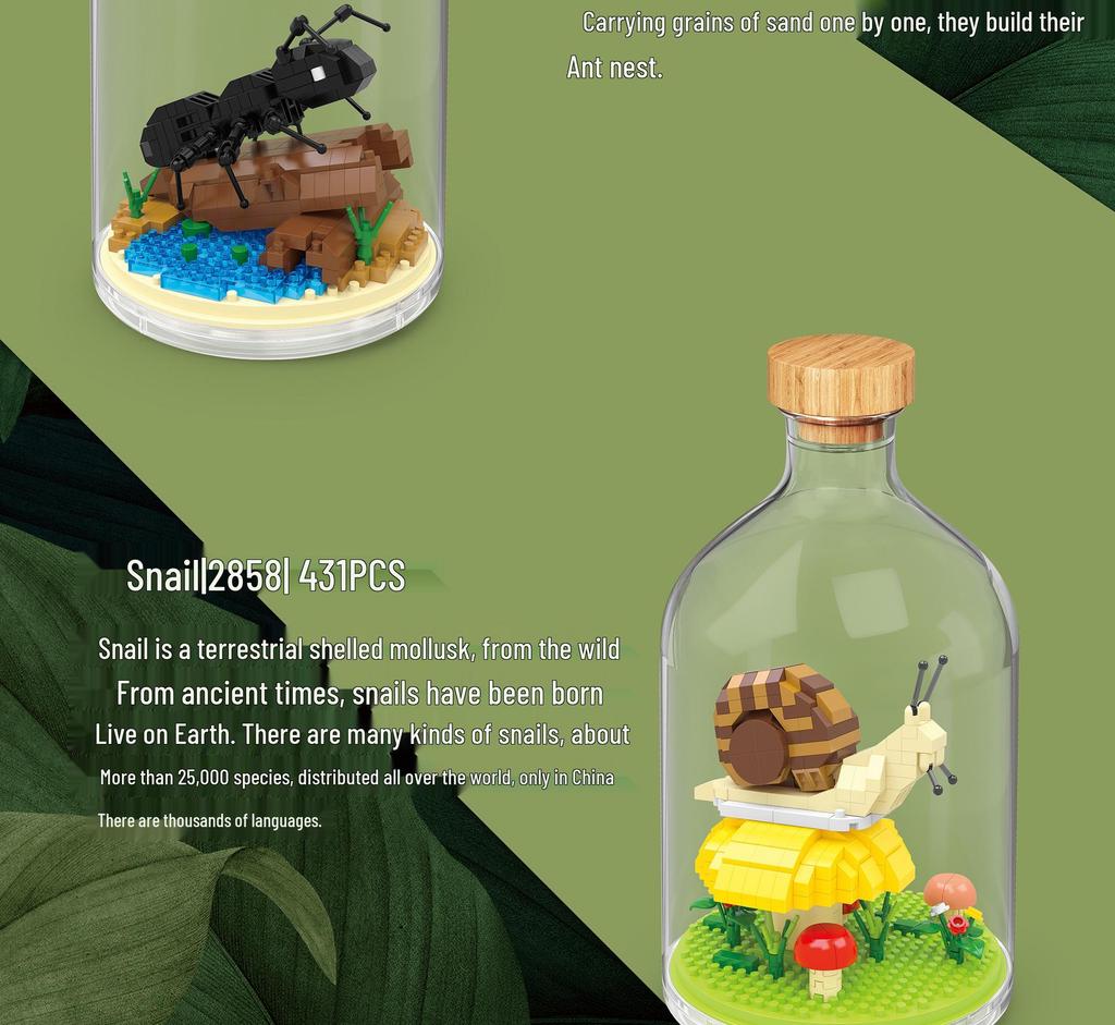 Набор конструктора Zhiying: Фигурки Панды, Насекомых, Птиц, Морских существ, Осьминога и Орла.