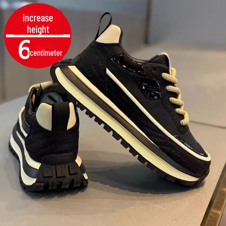 2024 Осень/Зима Мужские Черные Кроссовки Для Бега На Высоком Каблуке
