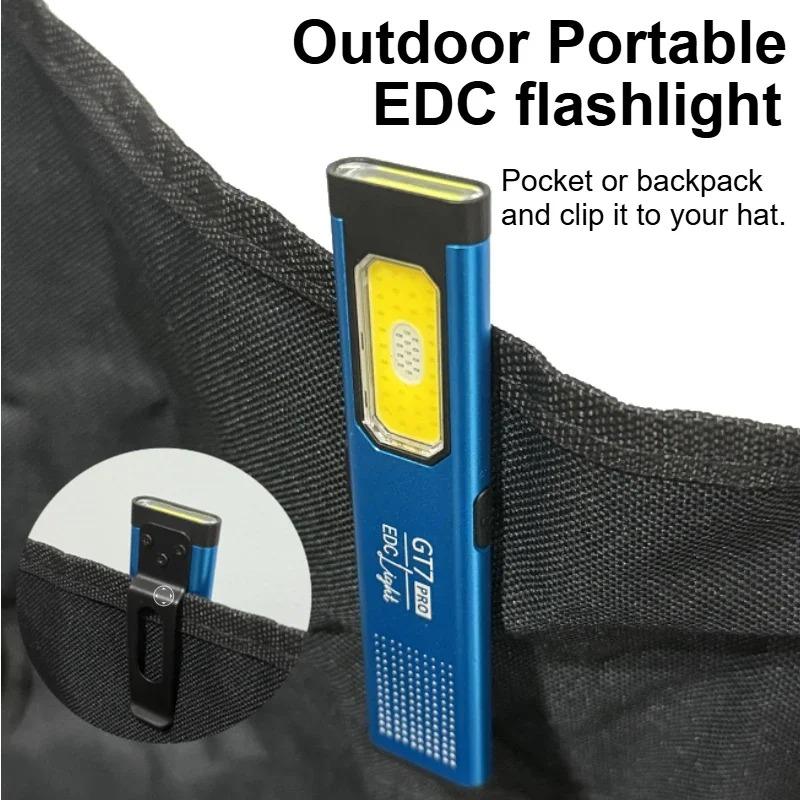 Ультратонкий многорежимный карманный светодиодный фонарик, компактный, перезаряжаемый через Type-C, красный/синий стробоскоп для работы, повседневного ношения и путешествий